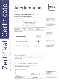 Errichterunternehmen f&uuml;r Gefahrenmeldeanlagen